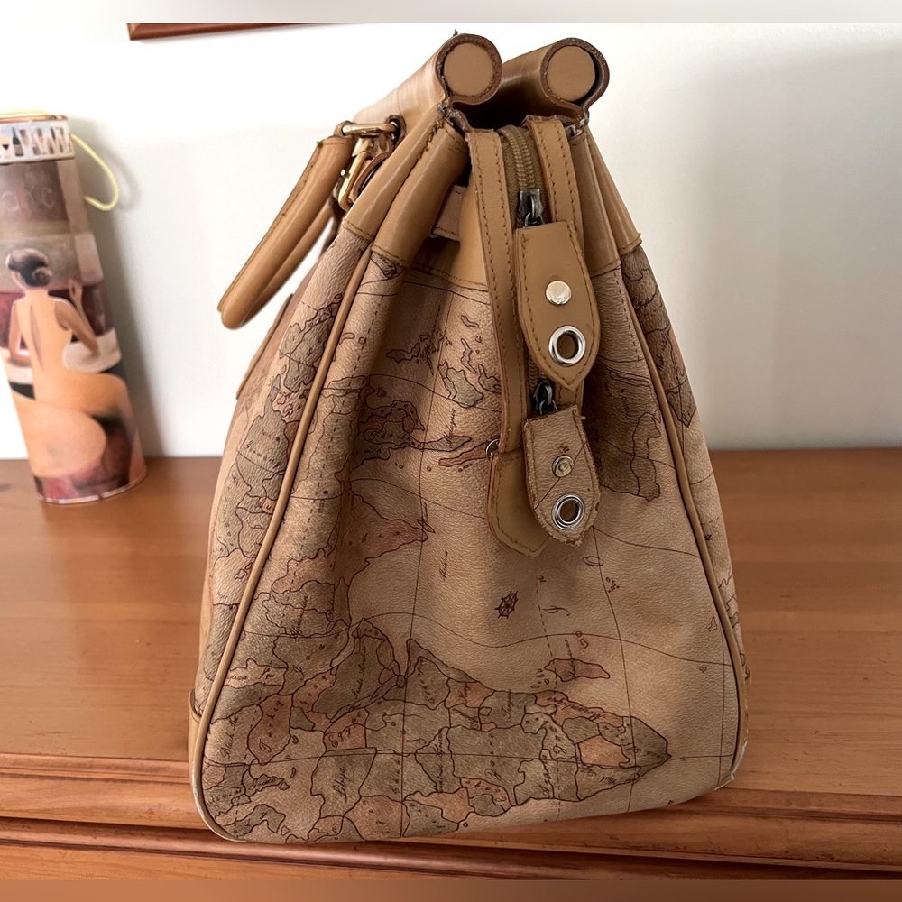 Map Pattern Leather Millionaire’s Hand Luggage Bag - image 2